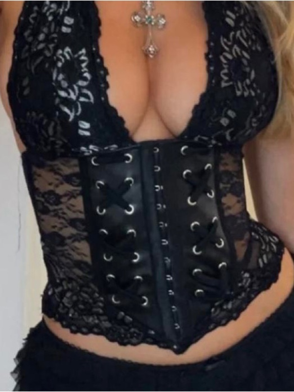 Outcast Black Lace Corset Halter Top